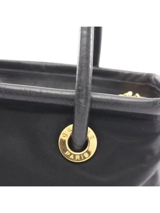 Celine Handbag Circle Logo Black Nylon Leather - Picture 8 of 9